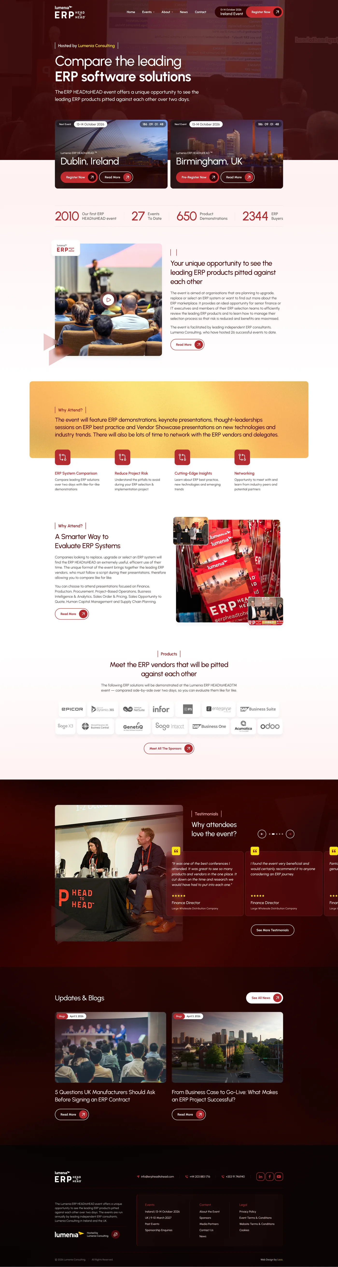 Home page: the promise, the track record and both events
