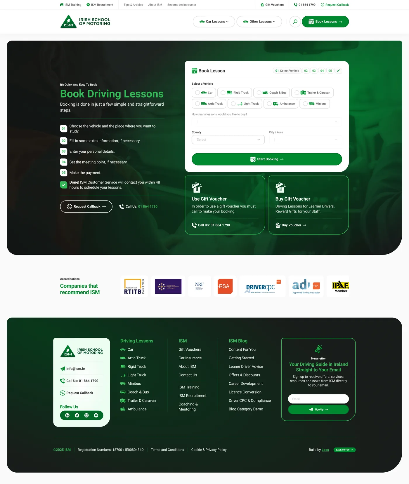 Booking explained in five steps, beside the panel that does it
