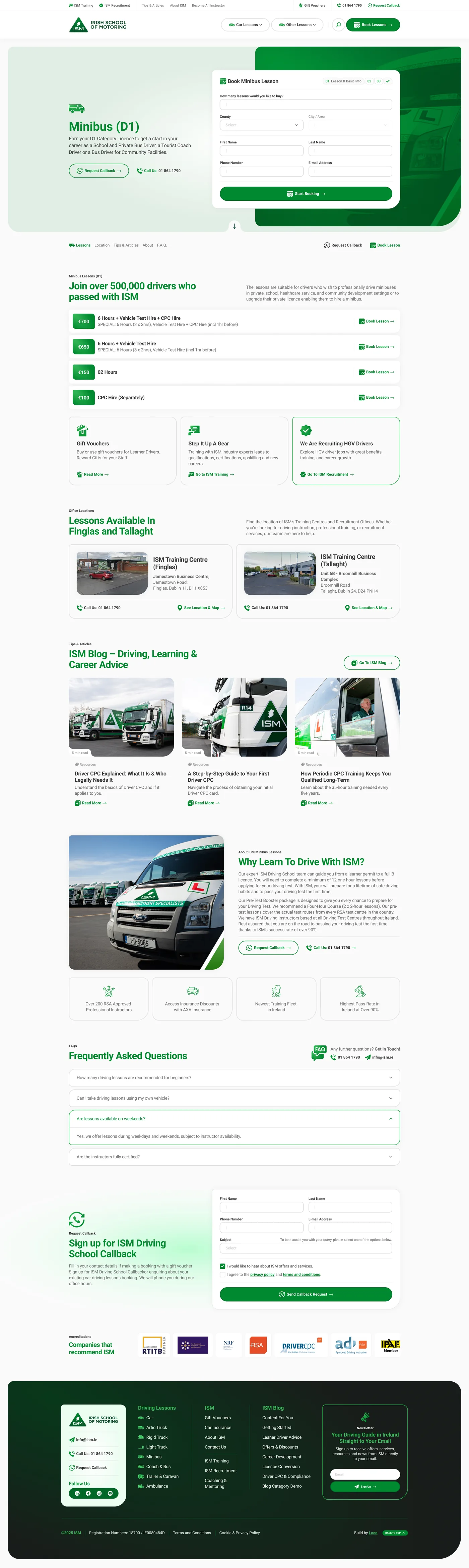 Minibus (D1): one category on the shared lesson template