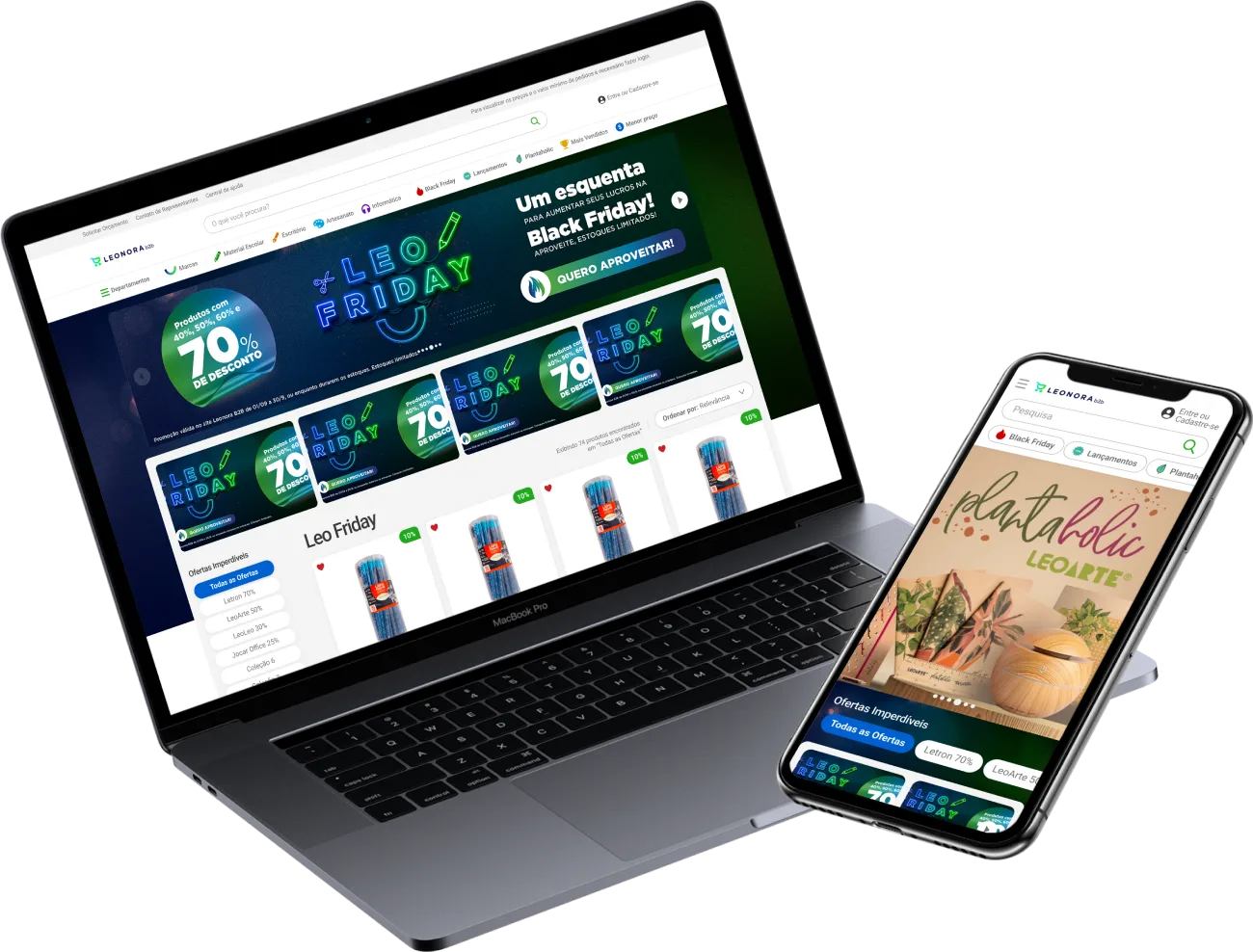 The Leo Friday Black Friday campaign page on a laptop and a phone